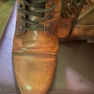 Aldo Brown Leather Boots with Cap Toe and Distressed Finish Aldo Boots Womens 6.5 Goer Cap Toe Lugsole Bootie Brown Faux  main image 3
